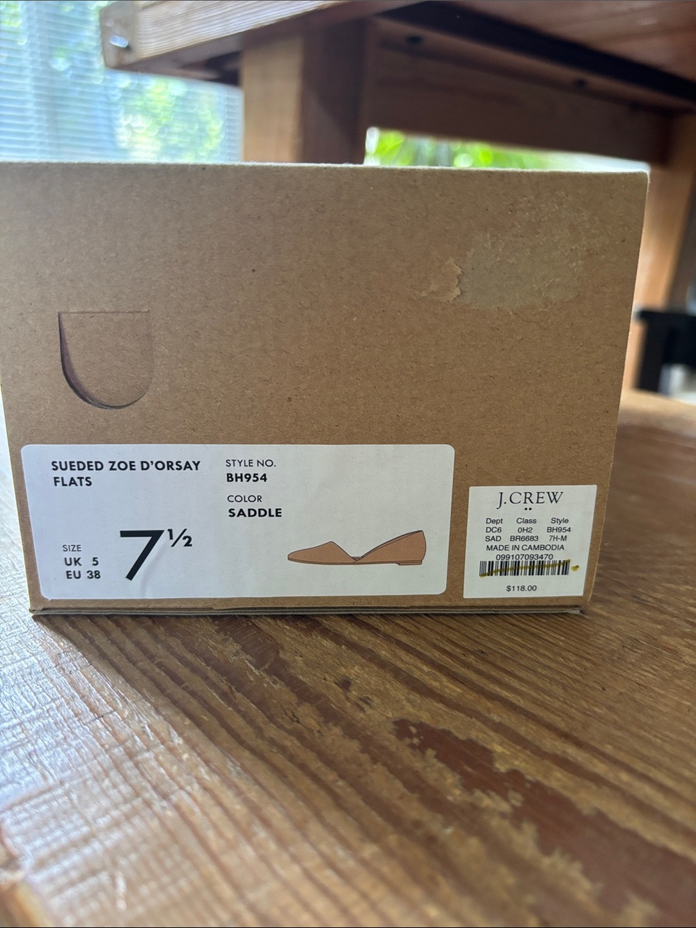 J. Crew Sueded Zoe D'Orsay Flats in Saddle Brown